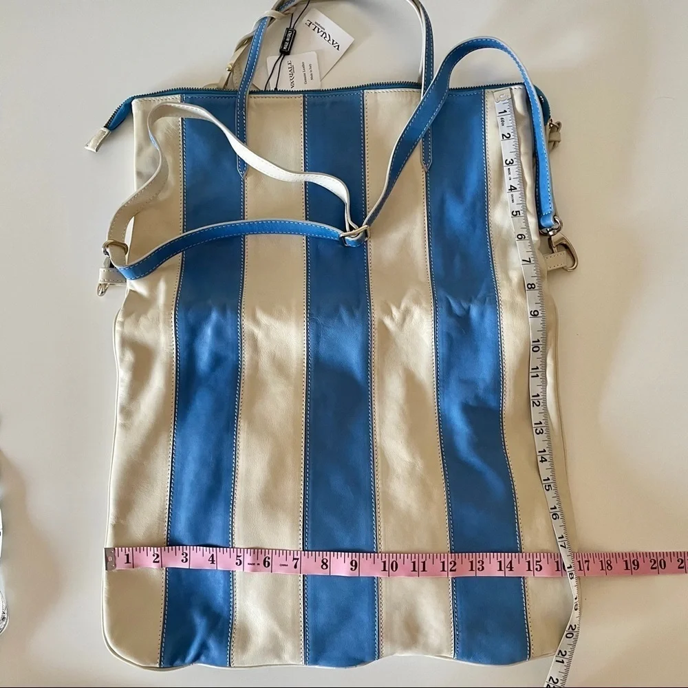 Varriale Leather Handbag Crossbody Bag Blue Ivory